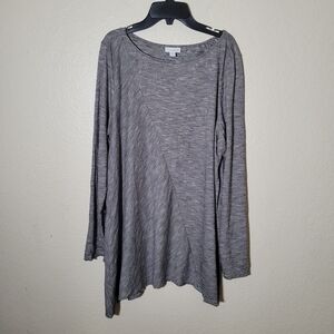 Pure Jill | Asymmetrical Sharkbite Hem 100% Cotton Tunic Top Lagenlook Coastal L